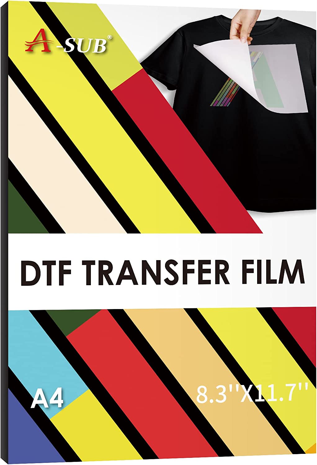 A-SUB DTF Film Paper - 30 Sheets A4 Clear Heat Transfer Paper for DTF  Printer on Dark, Light, Cotton, Polyester Fabrics 8.3 x 11.7 , Double  Sided